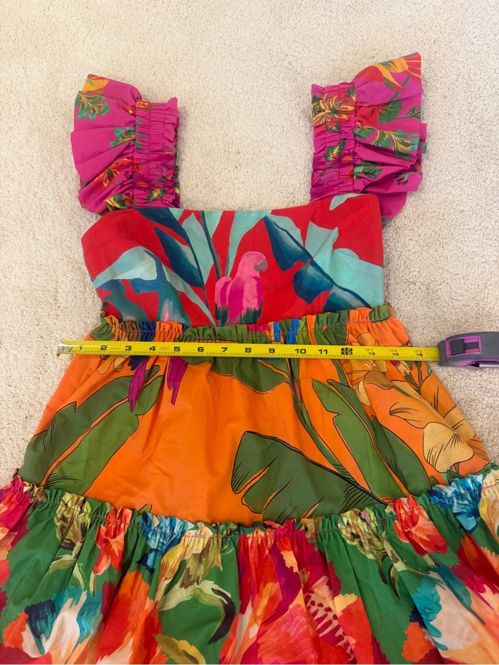 Farm Rio Mini Ruffle Dress Tropical NWT XS - Picture 3 of 10